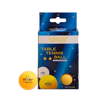 Набір м'ячів для настільного тенісу VITORY 2* 40+ MT-1892-Y 6шт, Жовтий, Розмір (EU) — 1SIZE