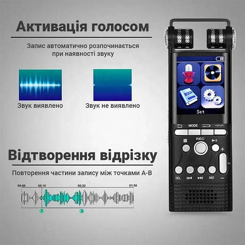 Купить Диктофон голосовой Savetek GS-R06 стерео 100 ч записи 16 Гб ...