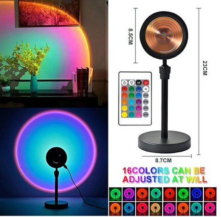 Проєкційна різнобарвна RGB LED-лампа Sunset Lamp з ефектом заходу з пультом, світильник заходу/розсвітла, 1, фото 1