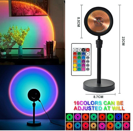 Проєкційна різнобарвна RGB LED-лампа Sunset Lamp з ефектом заходу з пультом, світильник заходу/розсвітла, 1, фото 2