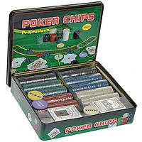 Набор для покера D25355 на 500 фишек с номиналом в коробке