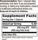 Фолієва кислота Nature's Way Folate 800 мкг 100 капсул, фото 3