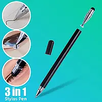 Универсальный Емкостный Стилус - Ручка 3 в 1 Чёрный Touch Pen для телефона планшета сенсорного экрана