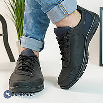 Кросівки чоловічі чорного кольору з прошитою підошвою, фото 4