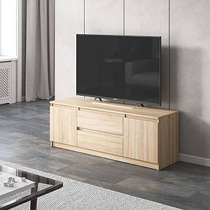 Тумба під телевізор VAYS, для вітальні, сучасна, 2 висувних ящика та дві двері, без ручок R-28 Дуб Сонома