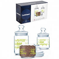 Набор стеклянных банок Luminarc Jar Pot Club Coffee Tea 3 шт 0,5+0,75+1 л (p6667)