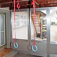 Кільця гімнастичні дитячі ДЕРЕВ'ЯНІ підвісні кільця для шведської стінки «ЕЛІТ», лазур від виробника