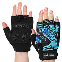 Перчатки спортивные, перчатки женские, перчатки без пальцев MARATON бирюзовые MAR-0011: Gsport