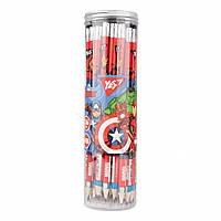 Олівець YES ч/гр круглий, з гумкою, 36шт/уп Marvel.Avengers, 280611