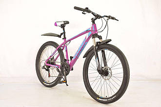 Гірський підлітковий алюмінієвий велосипед HAMMER-24 White Pink Японія Shimano MTB Фіолетовий