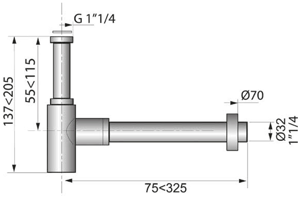 Сифон для раковины латунный Linels 1¼"×Ø32мм WIRQUIN (9541106), фото 2