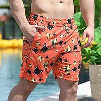 Плавки мужские с сеткой пляжные шорты оранжевые Sobaki oranzh S M L XL XXL (46 48 50 52 54)