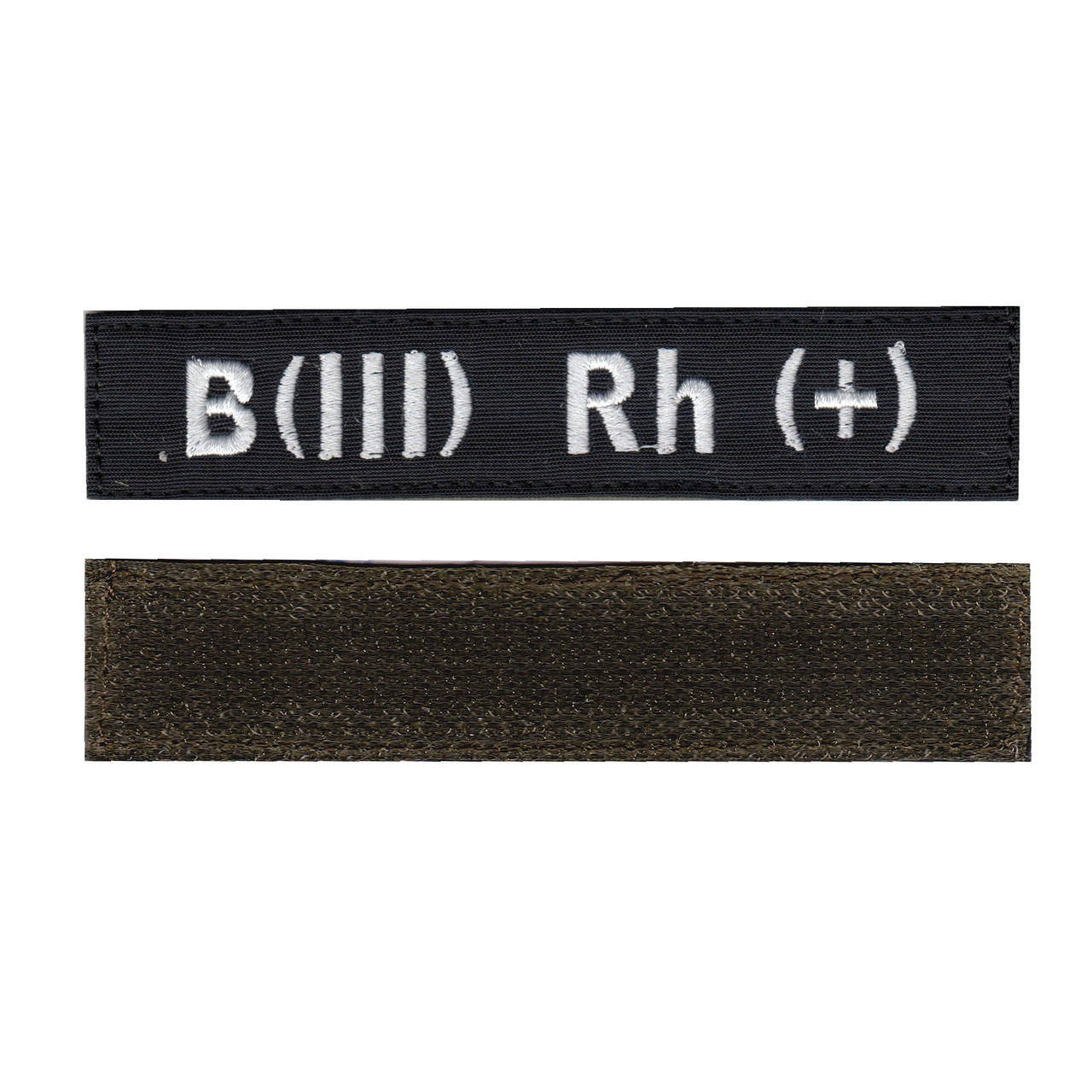 Нашивка група крові 3+ військовий / армійський шеврон ЗСУ, білий колір на чорному. 2,8 см * 12,5 см, фото 1