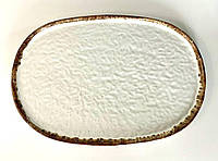 Тарелка овальная фактурная белая 34,5х23,5 см, Мрамор (Pro Ceramics) Кантри 9040-1