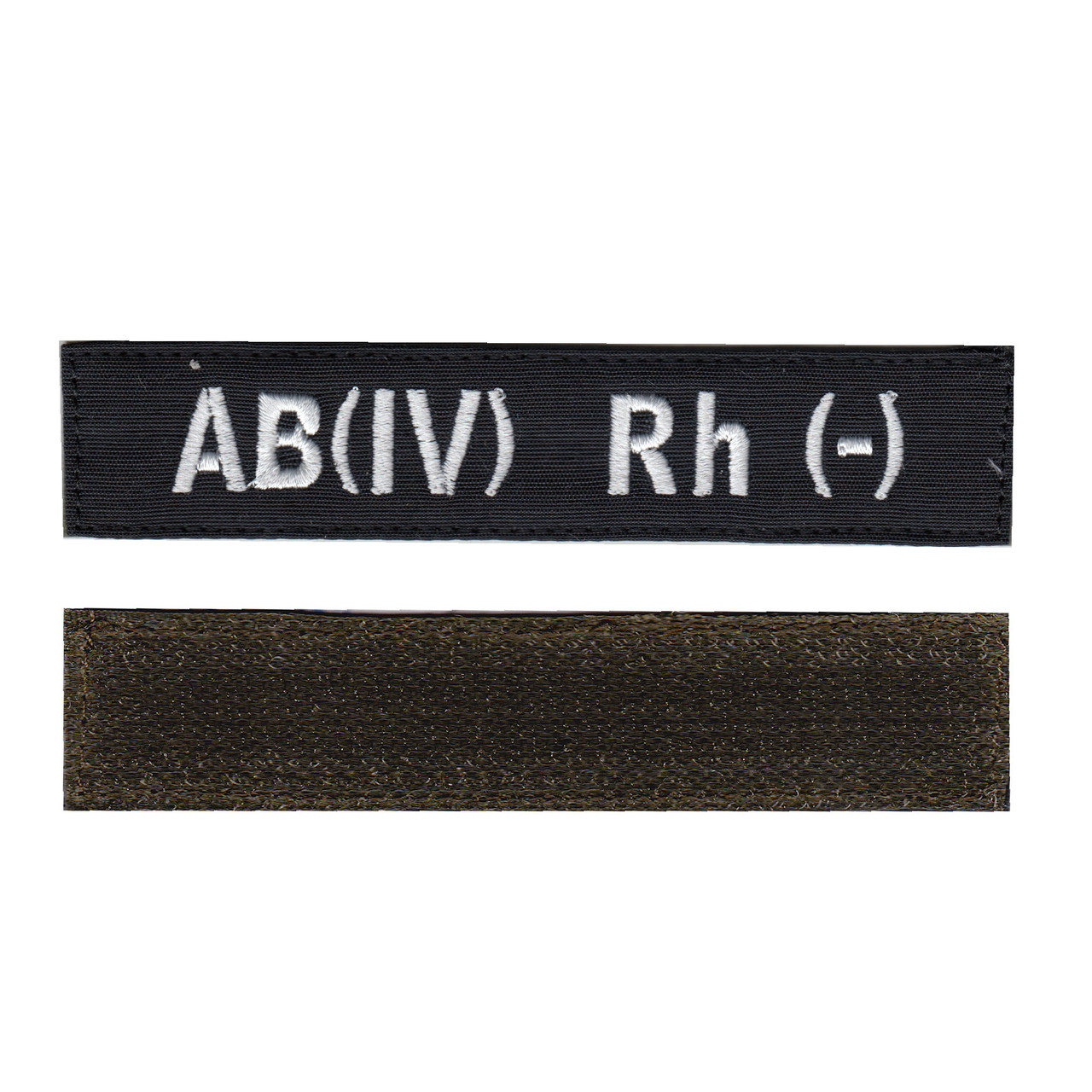 Нашивка група крові 4- військовий / армійський шеврон ЗСУ, білий колір на чорному. 2,8 см * 12,5 см, фото 1