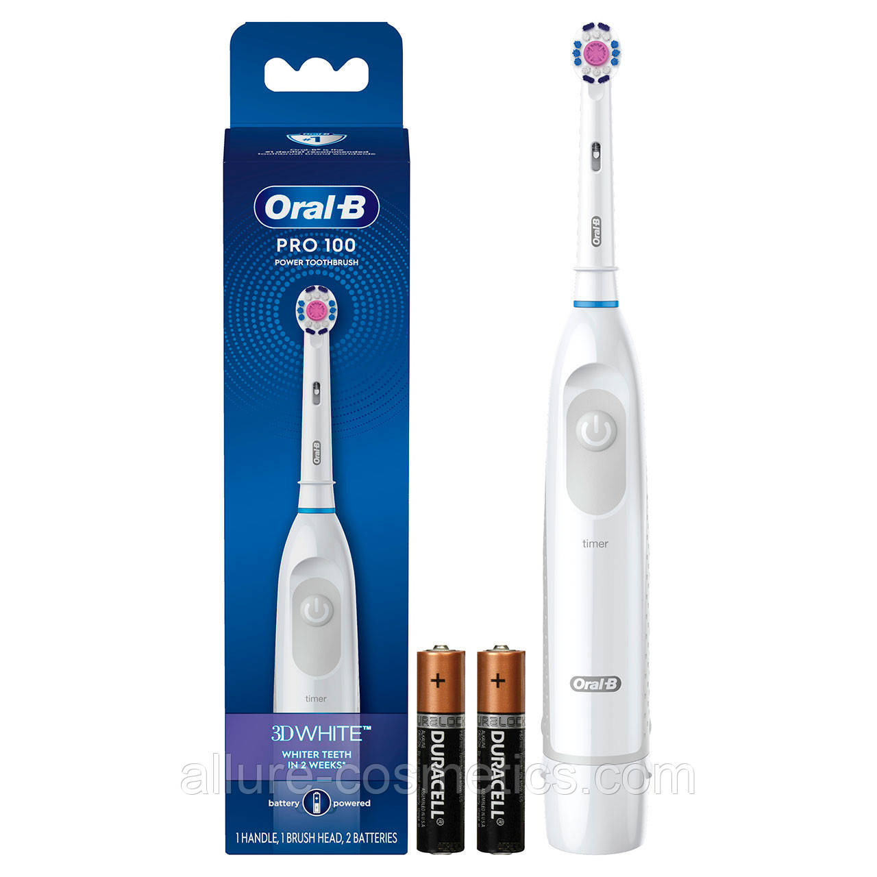 Електрична зубна щітка зі змінною насадкою Oral-B Braun PRO-100 3D White power toothbrush