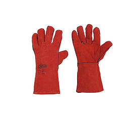 Рукавички краги зварювальника р10,5 (довжина 35см) (червоні) СИЛА 481227    Luxprice