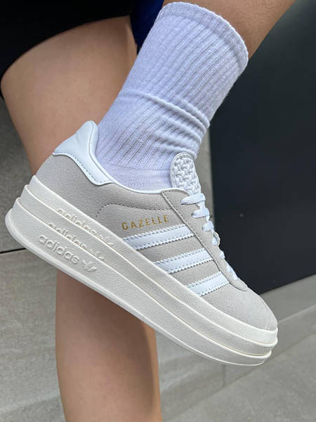 Adidas Gazelle Bold Platform Grey White 11942