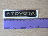 Наклейка s надпись Toyota100х20х1мм силиконовая на авто эмблема логотип Тойота серебристая