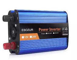 Автомобільний інвертор напруги, перетворювач 12V-220V ESOZUR 350/500W, модифікована синусоїда