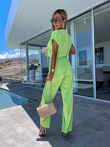 Ультрамодний жіночий літній брючний костюм блуза і штани "Протея" Стильний легкий жіночий брючний костюм