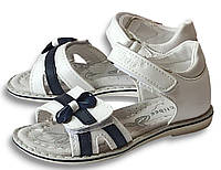 Кожаные ортопедические босоножки сандалии открытые летняя обувь для девочки 140 белые Clibee Клиби р.26