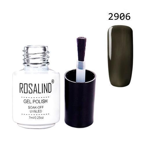 Гель-лак для нігтів манікюру 7 мл Rosalind, шелак, 2906 темно-сірий