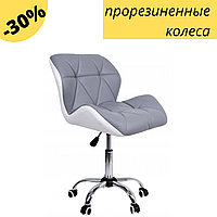 Комп'ютерне офісне крісло Bonro B-531 з еко шкіри сіре з білим робочий стілець для офісу та дому (bo-42300044) PER
