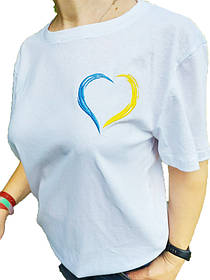Футболка Серце в квітах України (біла) (Патріотичні футболки)