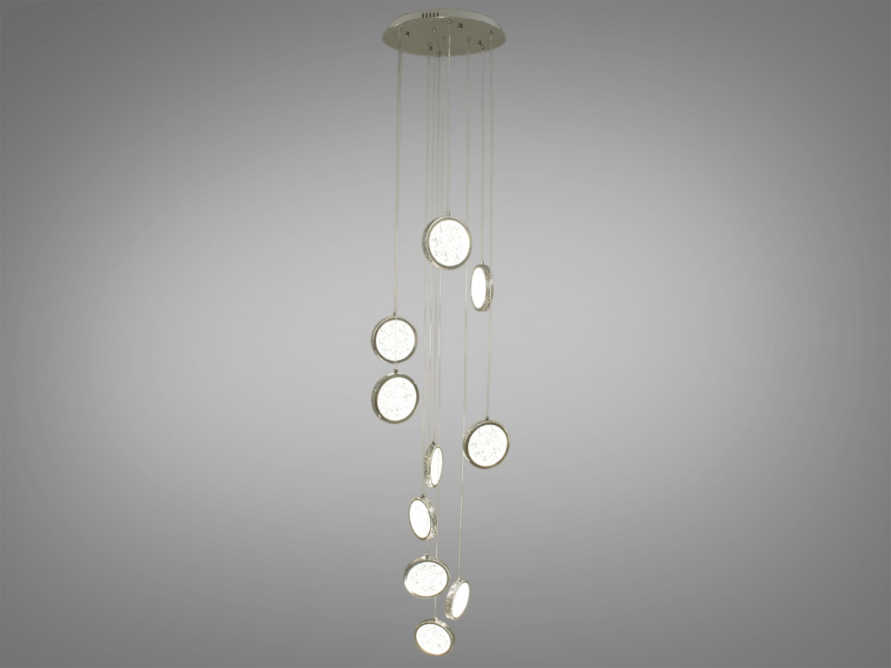 Стильна каскадна LED люстра для високих стель, колір хром, 66 W 3005-10HRa-LS