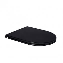 Сидіння для унітазу (Robin) з мікроліфтом Slim Duroplast, 428x360x50 мм Matt Black Qtap Чорний матовий
