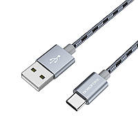 Кабель BOROFONE BX24 USB - Type-C 3A, 1m, нейлон, алюминиевые разъемы, цвет металлический серый