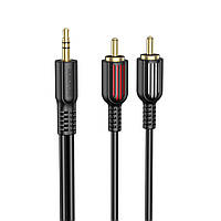 Аудио кабель BOROFONE BL11 3.5mm - double RCA audio cable, цвет черный