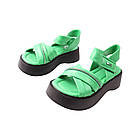 Босоніжки жіночі Aquamarin зелені натуральна шкіра, 37, фото 5