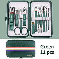 Військовий набір для манікюру Manicure в чохлі кусачки ножиці сталь зелений