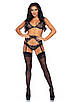 Leg Avenue Bra top, panty & garterbelt L Black KW, фото 3