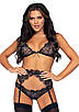 Leg Avenue Bra top, panty & garterbelt L Black KW, фото 4
