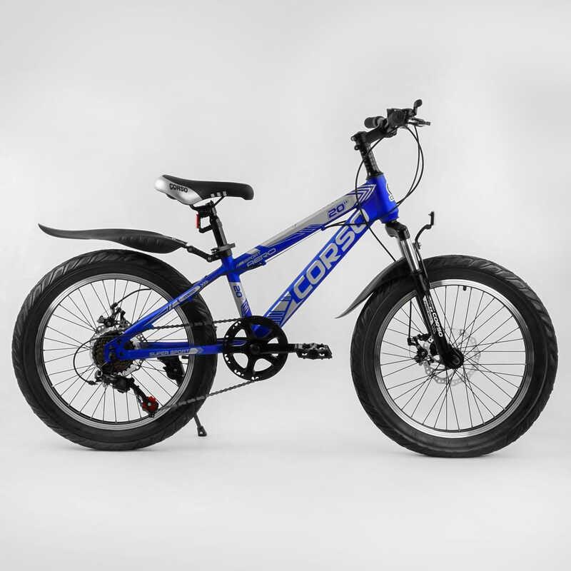 Дитячий спортивний велосипед 20 '' CORSO «AERO» 72989 (1) НАПІВФЕТ, сталева рама 11.5``, передній перемикач Shimano, задній