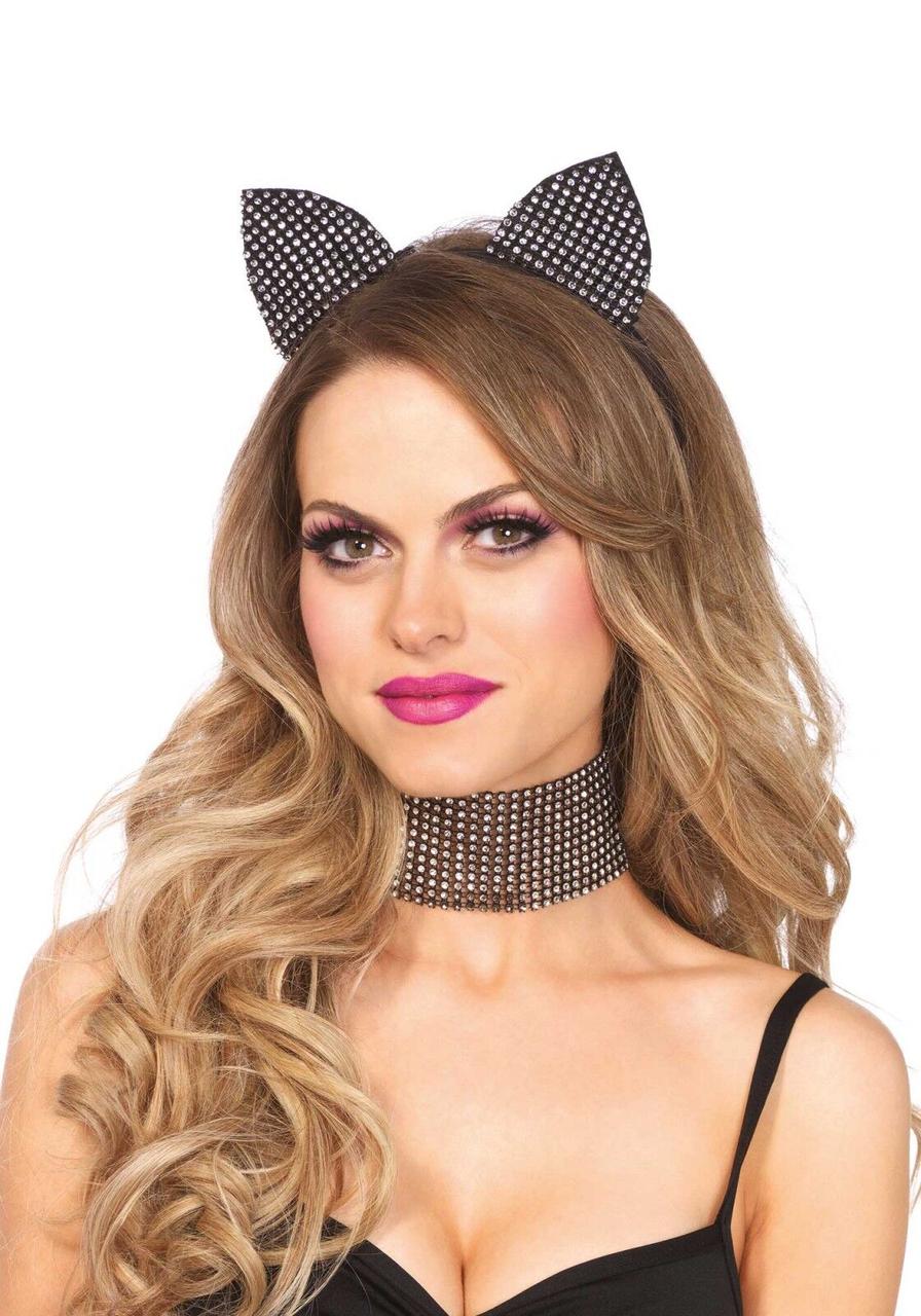 Leg Avenue Cat ear headband & choker set Black Кітті