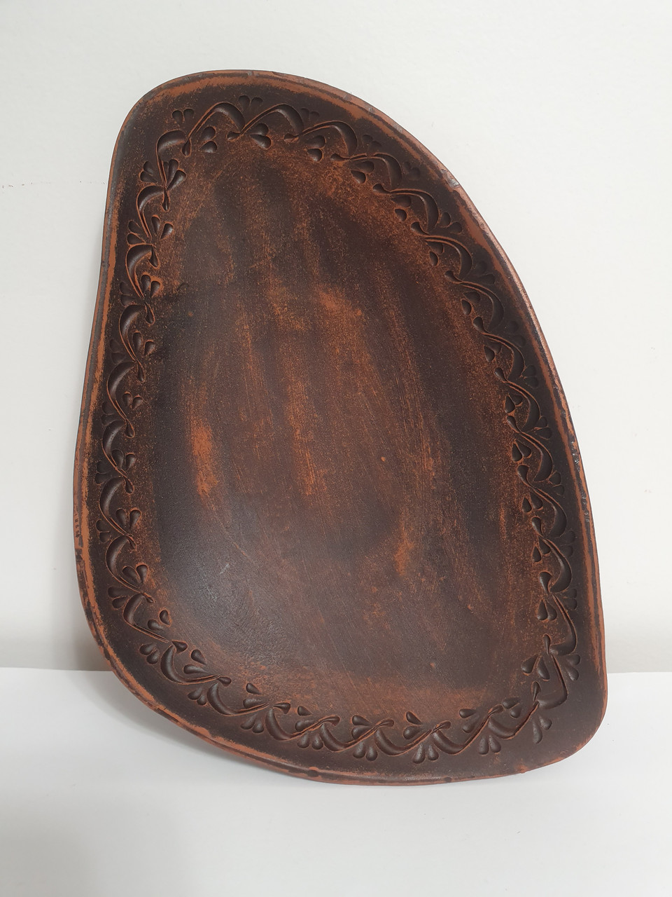 Блюдо овальне, глибоке, глиняне (з червоної глини)