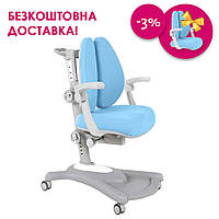 Детское компьютерное ортопедическое кресло с подлокотниками FunDesk Fortuna Blue голубое для школьника