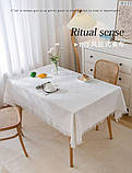 Скатертина біла однотонна Скатертина на стіл ошатна квадратна 180*180 см, фото 2