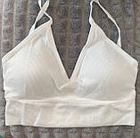Білий комплект жіночої білизни (топ та стрінги), розмір S/M, фото 3
