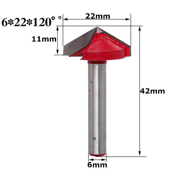 Фреза пазова галтельна V-подібна 6х22х120°