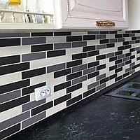 Самоклеюча поліуретанова плитка Чорно-сіро-молочна цегла 305х305х1мм