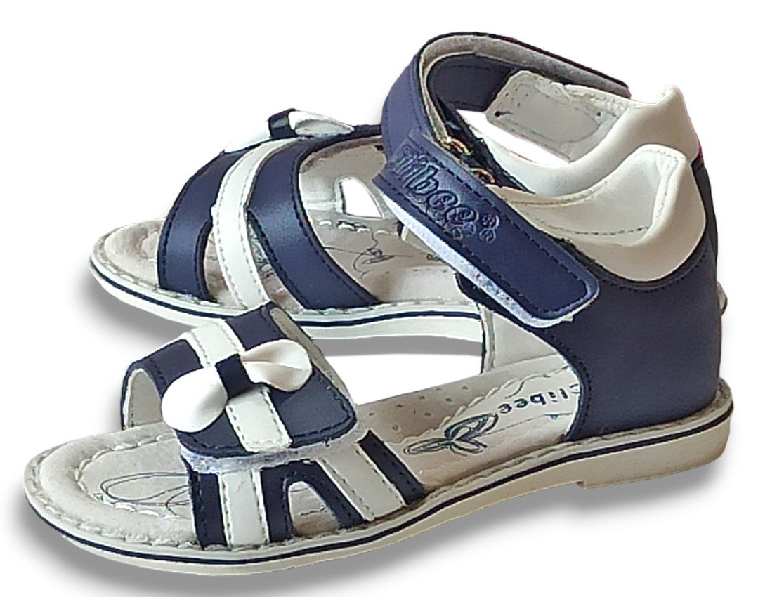 Шкіряні ортопедичні босоніжки сандалі літнє взуття для дівчинки 140 сині Clibee Клібі р.25,26,28