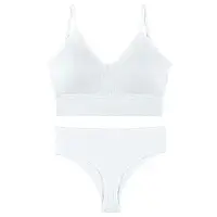 Білий комплект жіночої білизни (топ та стрінги), розмір S/M