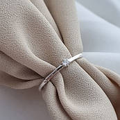 Каблучка срібна з маленьким цирконом тонка