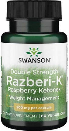 Малинові кетони Swanson Razberi-K Raspberry Ketones 200 mg 60 Caps, фото 1