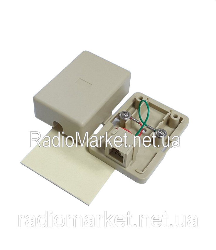 Розетка телефонна однопортова RJ-12 (6Р2С), фото 1